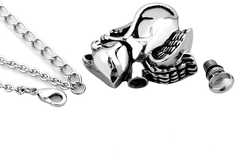 Stainless steel cat cremation pendant with included filling funnel kit