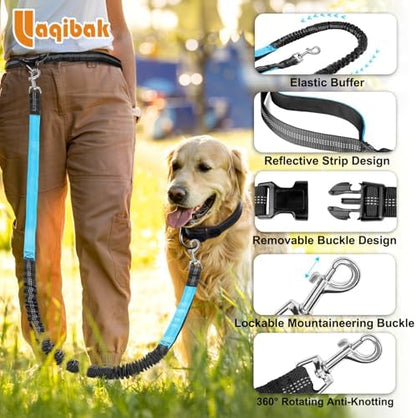 Dual padded control handles on Laqibak hands free leash for large dogs.