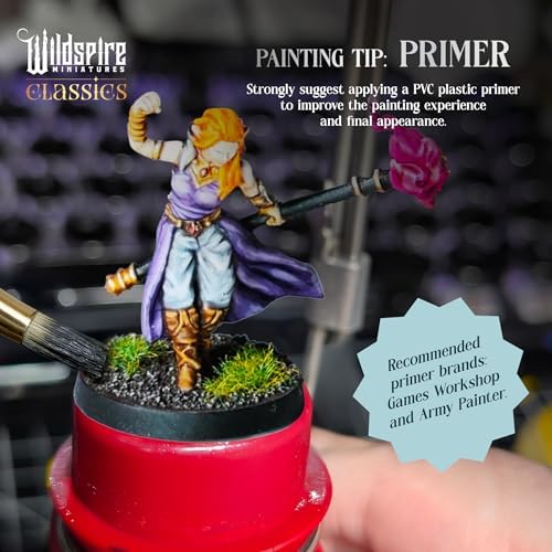 Wildspire tabletop miniatures side angle view revealing distinct weapons and armor features