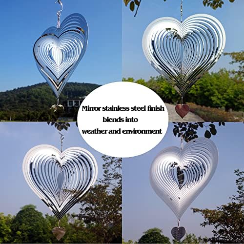 3D view of laser cut heart wind spinner outdoor sculpture