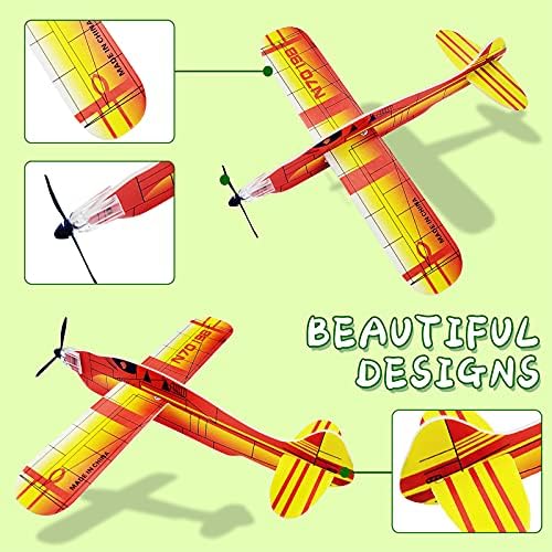 Assembled foam glider plane featuring the front rotating plastic propeller designed for children outdoor play.