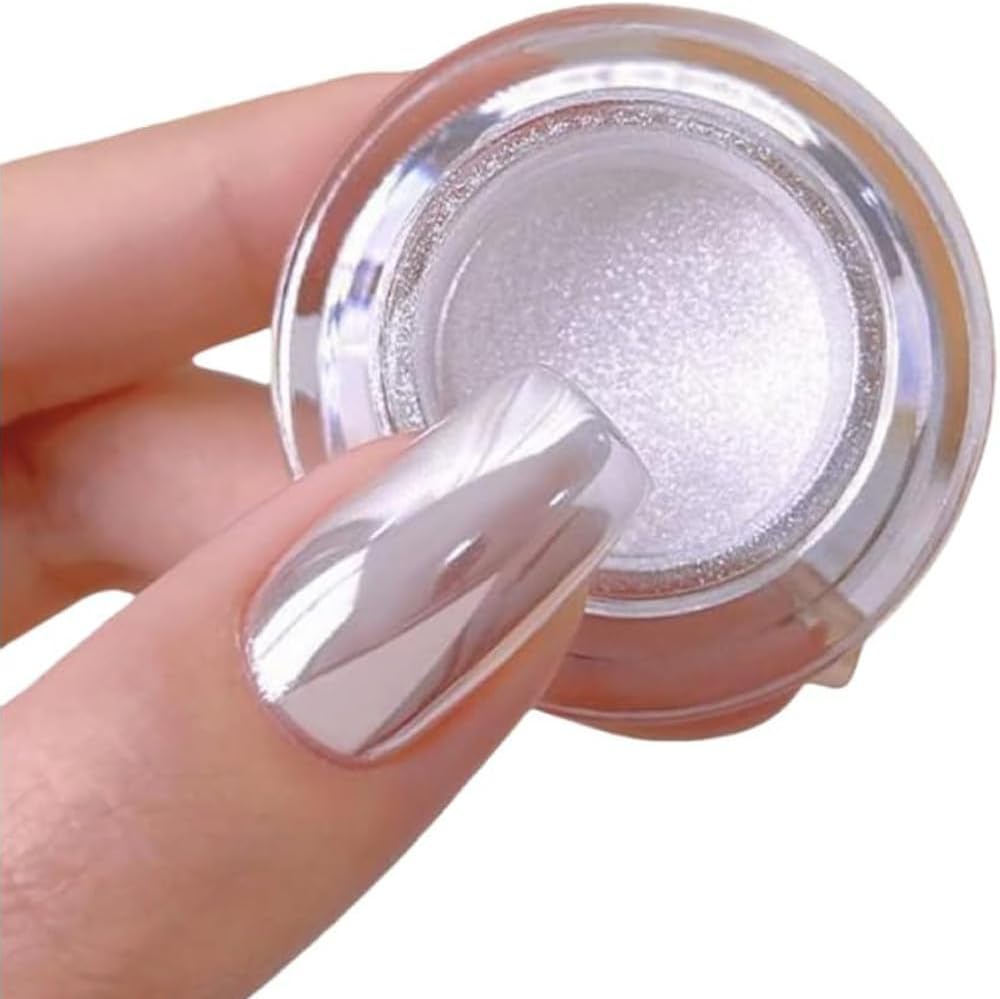Pretty Diva White Moonlight Chrome Nail Powder jar front view