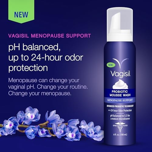 Vagisil Menopause Mousse showing the velvety foam texture for sensitive skin care
