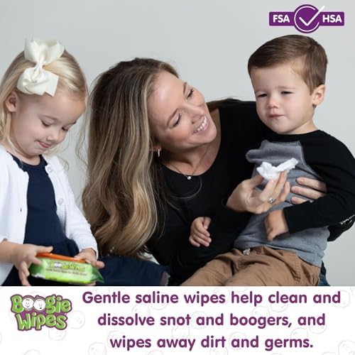 Boogie kids natural nose wipes resealable flip top packaging close up