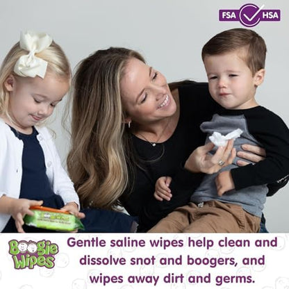Boogie kids natural nose wipes resealable flip top packaging close up