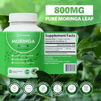 Back of Rosabella Moringa bottle showing supplement facts