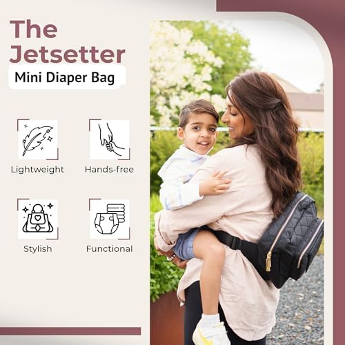 Lion & Light Jetsetter Mini Diaper Bag displayed with portable changing pad