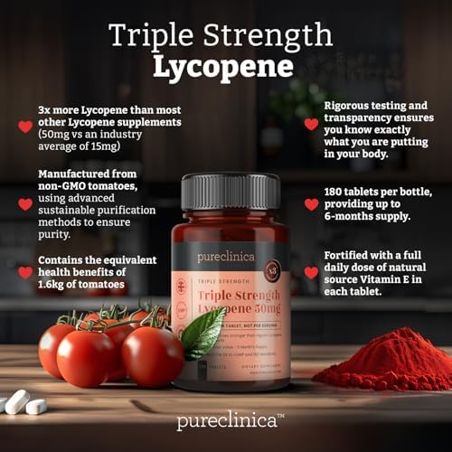 Pureclinica Lycopene 50 milligrams dietary supplement tablets container side profile