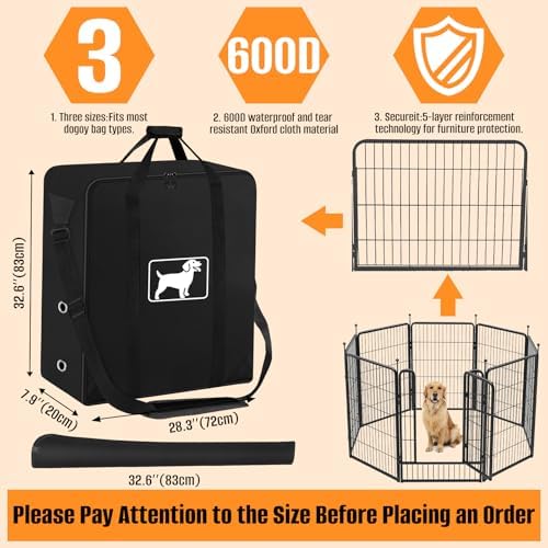 Black pet fence travel handbag with widened adjustable shoulder strap for RV trips