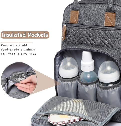 Iniuniu travel baby bag open view showing multiple interior compartments