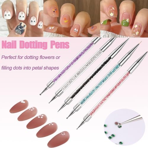 Close up of Aibee nail brush acrylic handles with colorful crystals