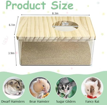kathson Hamster Sand Bath Box Transparent Acrylic Small Animals Shower Bathtub Guinea Pigs Digging Sand Container Cage Accessories for Lemmings Gerbil Mice Hedgehog Chinchilla (Rectangle) - Image 3