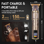 Ufree men grooming tool showing the illuminated LCD battery percentage display and charging port.