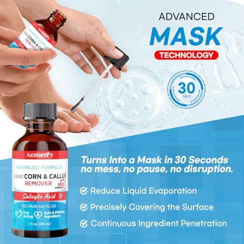 Aemerry premium imported foot and finger callus removing liquid container display.
