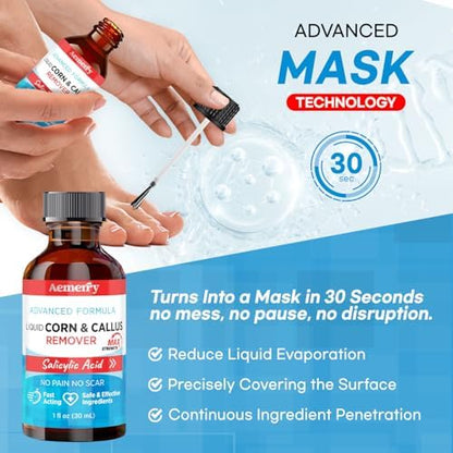 Aemerry premium imported foot and finger callus removing liquid container display.