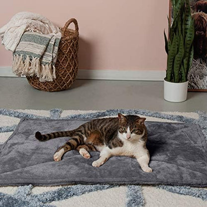 Furhaven ThermaNAP Self-Warming Cat Bed for Indoor Cats & Large/Medium Dogs, Washable & Reflects Body Heat - Quilted Faux Fur Reflective Bed Mat - Gray, Large - Image 4