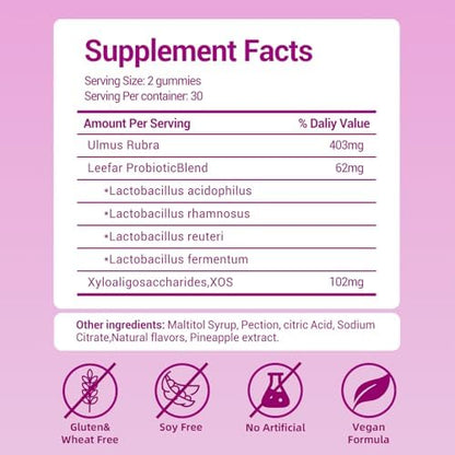 Nexiva feminine probiotic gummies tropical pineapple flavor supplement label view