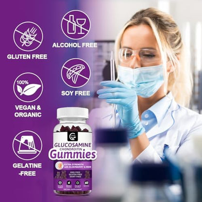 Glucosamine Chondroitin Gummies with MSM & Elderberry Extra Strength - Flexibility Support, Antioxidant Immune Support Supplement for Adults, Men & Women - 60 Chondroitin Gummies (2 Pack) - Image 6