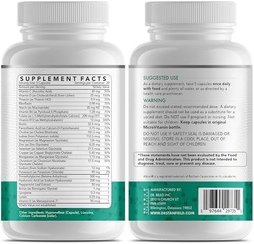 Dr Brad Stanfield methylated multivitamin packaging details regarding cognitive performance and memory support benefits