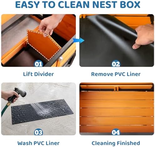 Chicken Coop with Wheels for 4-6 Chickens, Mobile Hen House with Run, Outdoor Chicken Coop, Ventilated Window, Easy-Clean Nesting Box, Weatherproof Asphalt Roof, 82.7" L x 25.6" W x 44.1" H, Brown - Image 7