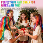 Back of packaging showing 10 color shades of hair chalk