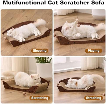 ZOMISIA premium cardboard cat scratch pad packaging contents including screws and catnip
