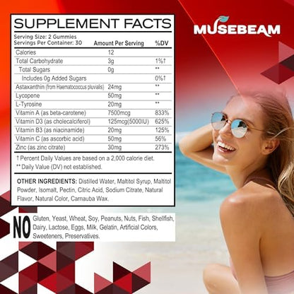MuseBeam sunless tanning supplement for women unboxed on a clean surface.