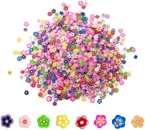 Vibrant flower-shaped clay embellishments for DIY crafts