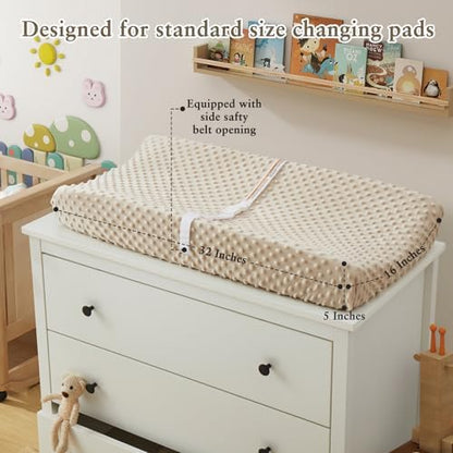 Homiest diaper changing pad cover displaying the deep pocket design and elastic edges