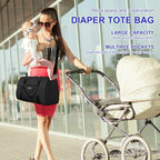 Supromomi black diaper bag showing side pockets and quilted pattern