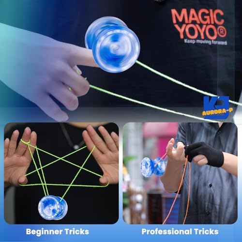 Top angle of the blue and white marbled design on the Magicyoyo K3 Aurora-p