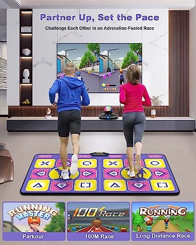 Family playing games on the Acelufly electronic dance mat