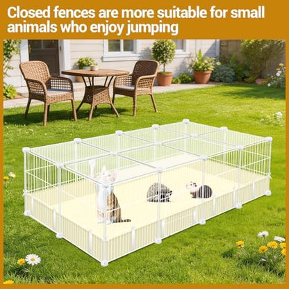VISCOO 20 Panels Guinea Pig Cages, 48" x 24" x 16" DIY Small Animal Playpen with Transparent Top & Waterproof Mat, Enclosed Rabbit Cage for Bunny, Guinea Pigs, Hamsters, Metal Wire Yard Fence - Image 6