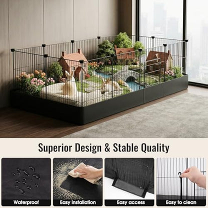 PAWING 12 Panels Small Animal Playpen with Waterproof Mat - Durable Metal Wire Yard Fence for Guinea Pigs, Kittens, Hamsters, Hedgehogs - Indoor & Outdoor Pet Cage - Image 3