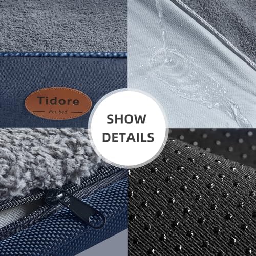 Tidore Orthopedic Dog Bed Medium Size Dog, Durable Egg Crate Foam Sofa Dog Bed with Washable Removable Cover, Waterproof Lining, Pet Beds for Medium Dogs, Navy - Image 7