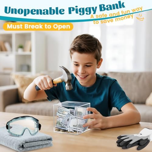 Imeepa 4.72 inch transparent cube savings bank for adults and kids lifestyle setup