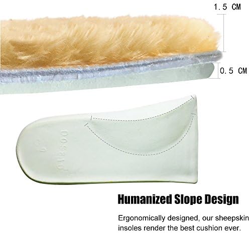 Top down view of the fluffy white Australian lambswool surface of the insole.