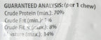 Back of Ceva Clenz-A-Dent 15 count package displaying ingredients list and feeding instructions