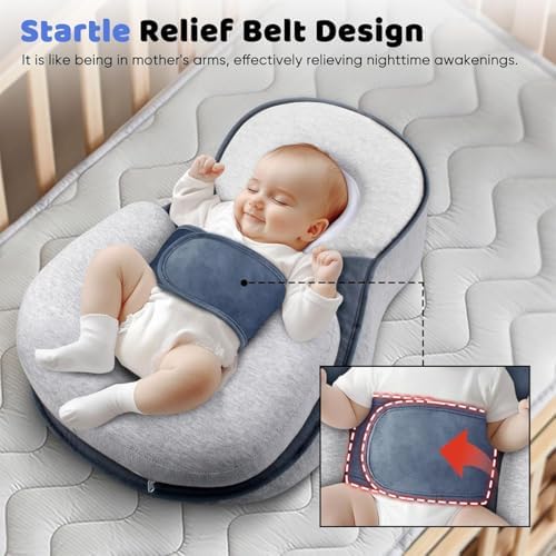 Parent using Tibue baby wedge pillow for supervised feeding