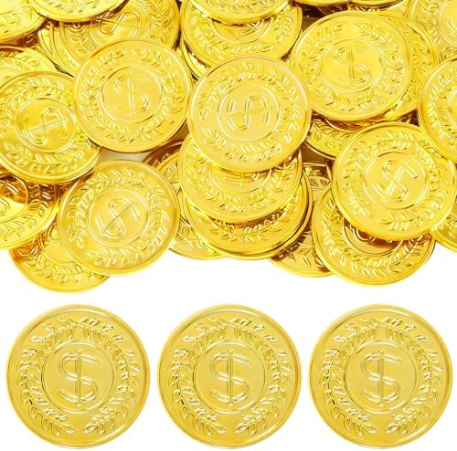 REGUICORP pirate party supplies gold coins bulk pack dimensions view