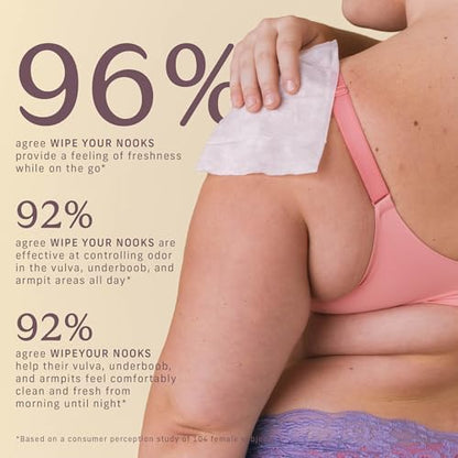 Niches & Nooks Cleanse Your Nooks wipes compared to travel size items to show portable convenience