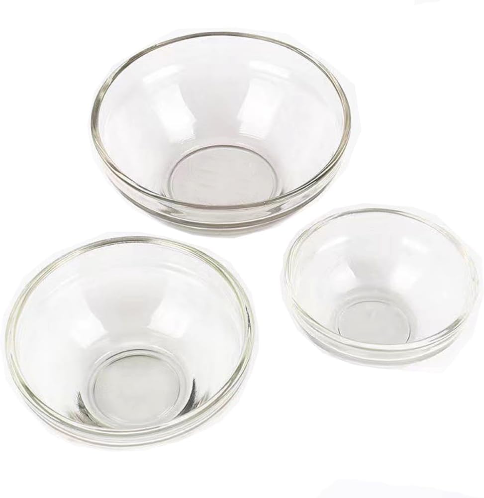 Luzen glass facial mask mixing bowl set front view showing three different sizes for DIY skincare.