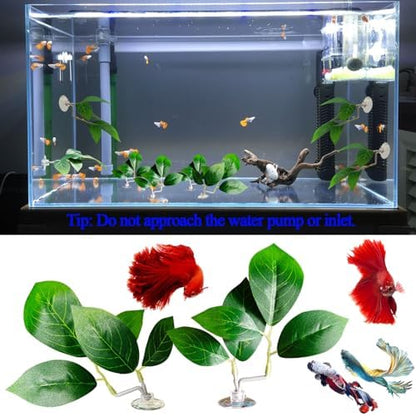 Side view of AncBace aquarium decor showing the double branch leaf structure