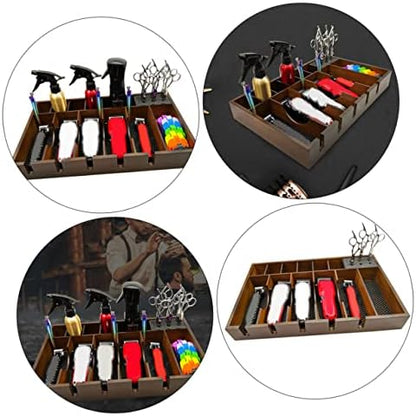 PLAFOPE hair salon organizer tray filled with vintage barber styling tools and accessories