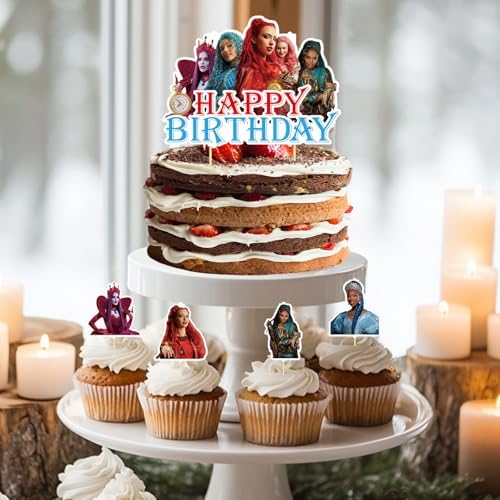 Rise of Red themed large cake topper and cupcake decor