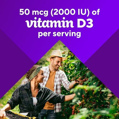 Authentic Vitafusion bone and immune support gummies showing natural fruit flavor varieties.