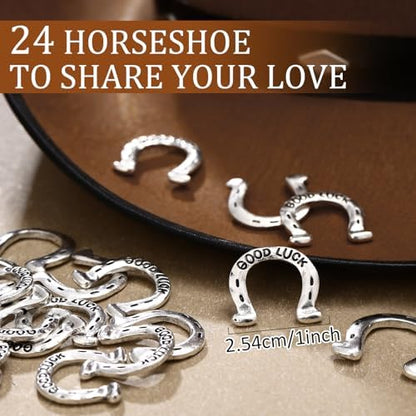 RoundFunny miniature one inch horseshoe token held in hand for size comparison