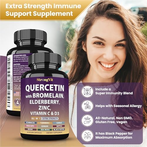 StrongVit Quercetin vegan capsules closeup view
