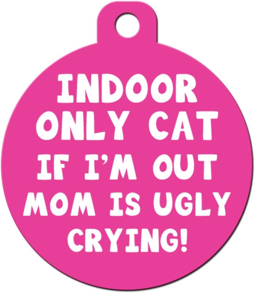 Custom printed pink pet badge with clear text saying please leave me alone I live nearby