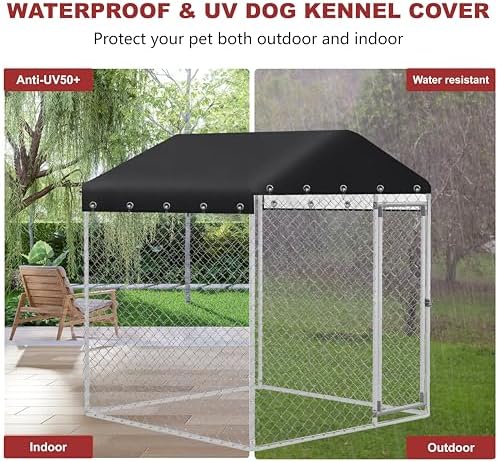 MDHAO protective canopy shielding outdoor kennel area from sun and wind
